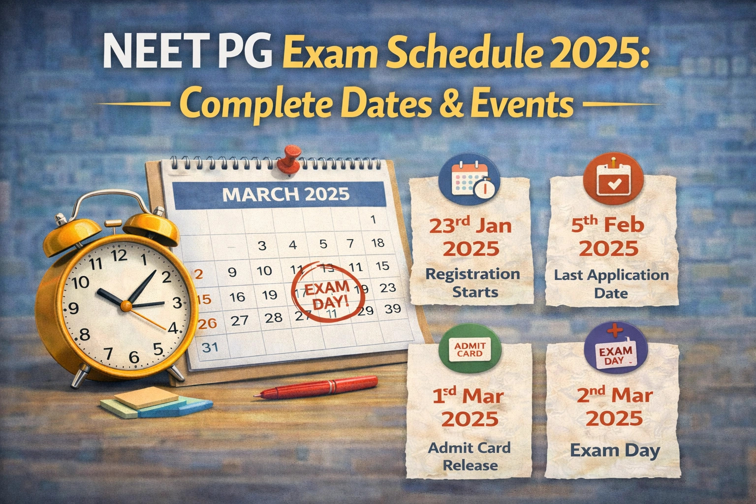 NEET PG Exam Schedule 2025: Complete Dates & Events